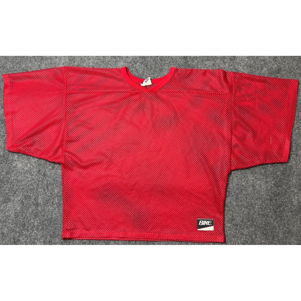 Vintage Y2K BIKE Mesh Football Jersey Shirt 2XL Red Cropped Practice Athletic